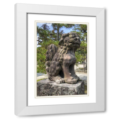 Japan Lion/Dog idol at Chionji Temple White Modern Wood Framed Art Print with Double Matting by Flaherty, Dennis