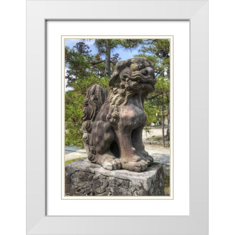 Japan Lion/Dog idol at Chionji Temple White Modern Wood Framed Art Print with Double Matting by Flaherty, Dennis