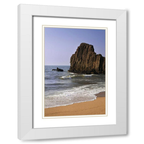 Japan, Kyoto Tateiwa Rock and ocean beach White Modern Wood Framed Art Print with Double Matting by Flaherty, Dennis