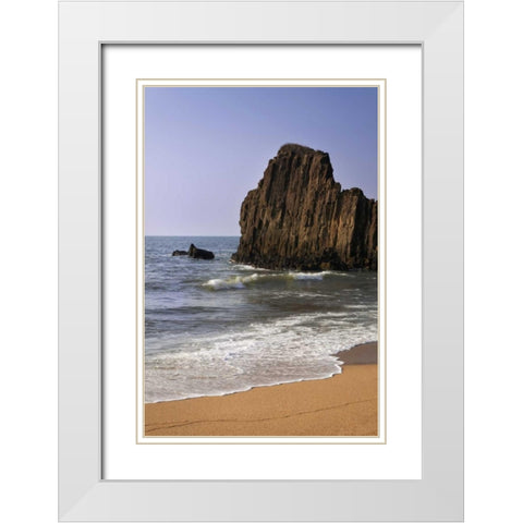 Japan, Kyoto Tateiwa Rock and ocean beach White Modern Wood Framed Art Print with Double Matting by Flaherty, Dennis