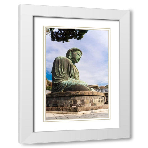 The Daibutsu-or big buddha-of the Buddhist Temple in Kamakura-Japan White Modern Wood Framed Art Print with Double Matting by Haddad, Sheila