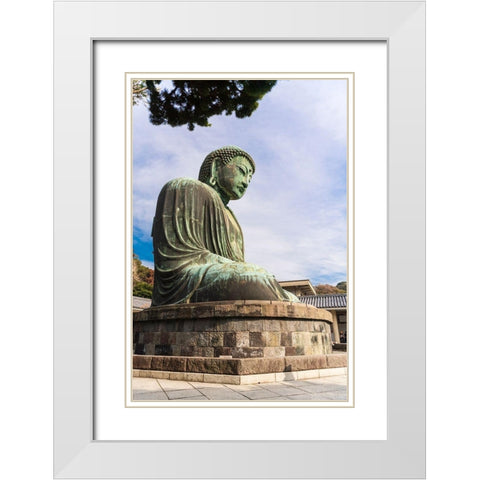 The Daibutsu-or big buddha-of the Buddhist Temple in Kamakura-Japan White Modern Wood Framed Art Print with Double Matting by Haddad, Sheila