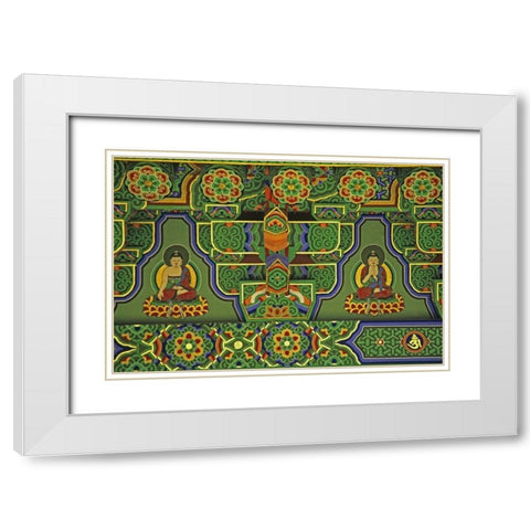 South Korea, Taegu Mural at a Buddhist Temple White Modern Wood Framed Art Print with Double Matting by Flaherty, Dennis