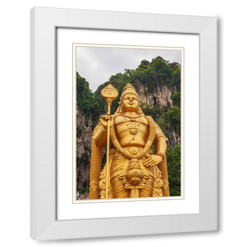 Kuala Lumpur- West Malaysia. Batu caves. The worlds tallest statue of Murugan- a Hindu deity White Modern Wood Framed Art Print with Double Matting by Haseltine, Tom