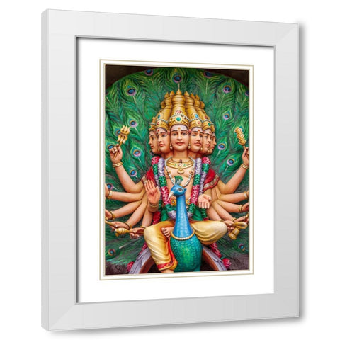 Kuala Lumpur- West Malaysia. Batu caves. Painted Hindu deities on altars. White Modern Wood Framed Art Print with Double Matting by Haseltine, Tom
