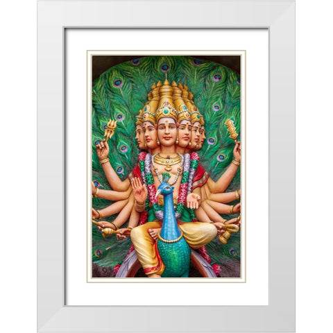 Kuala Lumpur- West Malaysia. Batu caves. Painted Hindu deities on altars. White Modern Wood Framed Art Print with Double Matting by Haseltine, Tom