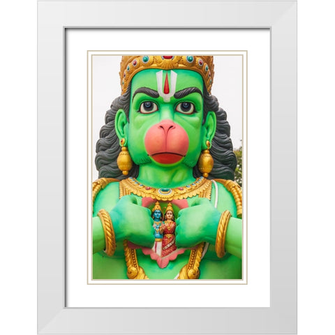 Kuala Lumpur- West Malaysia. Batu caves. Statue of the god Hanuman. White Modern Wood Framed Art Print with Double Matting by Haseltine, Tom