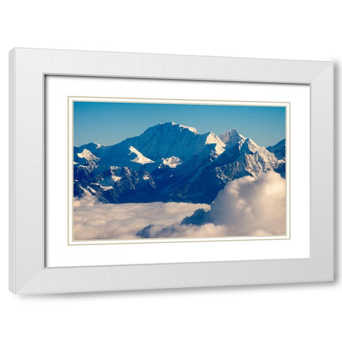 Mount Everest-8848m-in the Himalayas above the clouds-Nepal White Modern Wood Framed Art Print with Double Matting by Su, Keren