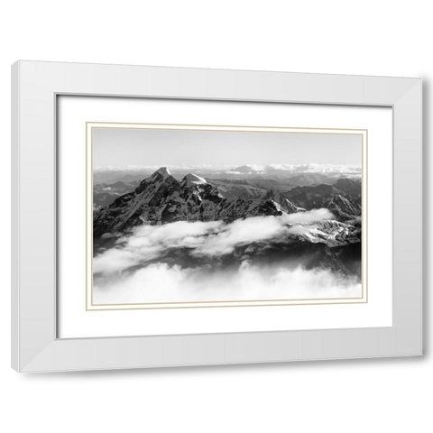 Gauri Shankar-7134m-in the Himalayas above the clouds-Nepal White Modern Wood Framed Art Print with Double Matting by Su, Keren