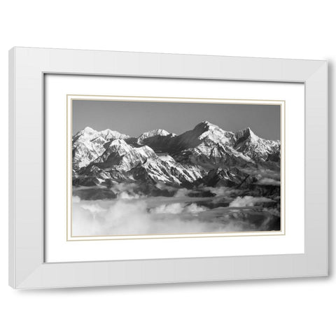 Mount Everest-8848m-in the Himalayas above the clouds-Nepal White Modern Wood Framed Art Print with Double Matting by Su, Keren