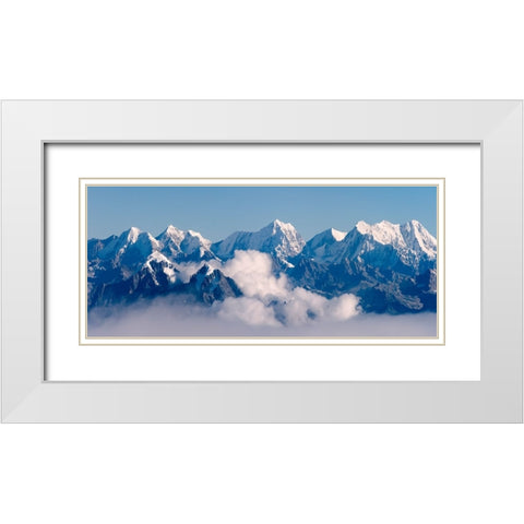 The Himalayas Range above clouds-Nepal White Modern Wood Framed Art Print with Double Matting by Su, Keren