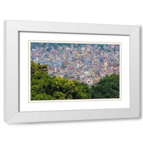Cityscape of Kathmandu in Kathmandu Valley-Nepal White Modern Wood Framed Art Print with Double Matting by Su, Keren