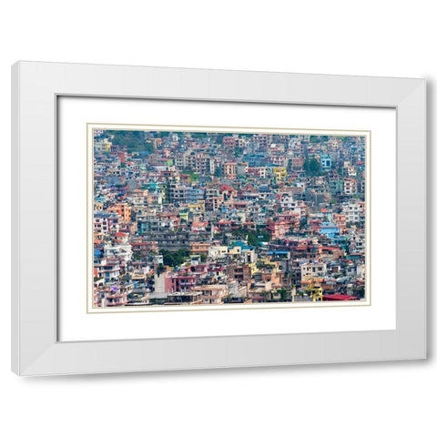 Cityscape of Kathmandu-Nepal White Modern Wood Framed Art Print with Double Matting by Su, Keren