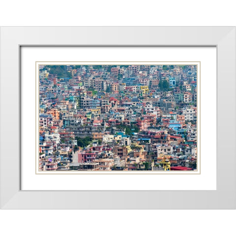 Cityscape of Kathmandu-Nepal White Modern Wood Framed Art Print with Double Matting by Su, Keren