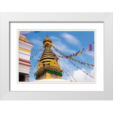Stupa of Swayambhunath-Kathmandu-Nepal White Modern Wood Framed Art Print with Double Matting by Su, Keren