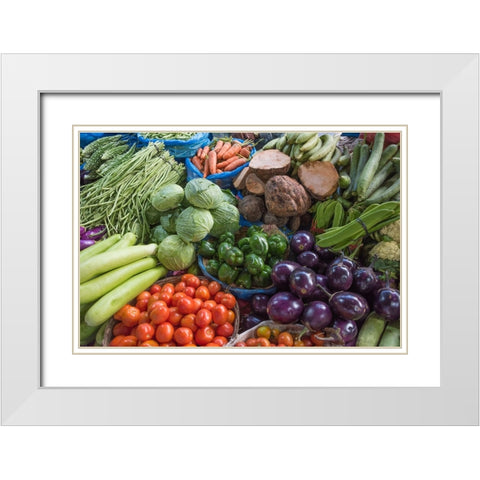 Selling vegetable at the market-Kathmandu-Nepal White Modern Wood Framed Art Print with Double Matting by Su, Keren