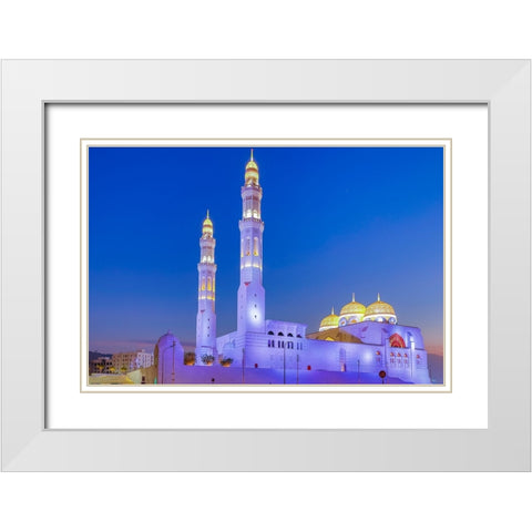 Middle East-Arabian Peninsula-Oman-Muscat-Bawshar-Muhammad Al Ameen Mosque in Bawshar White Modern Wood Framed Art Print with Double Matting by Wilson, Emily M.