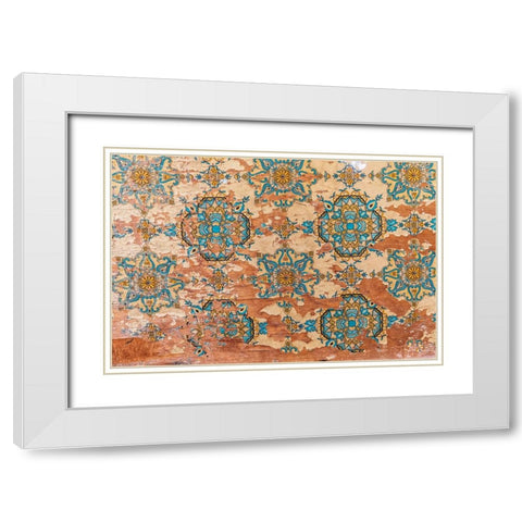 Middle East-Arabian Peninsula-Oman-Muscat-Muttrah-Peeling wall decorations at the souk in Muttrah White Modern Wood Framed Art Print with Double Matting by Wilson, Emily M.