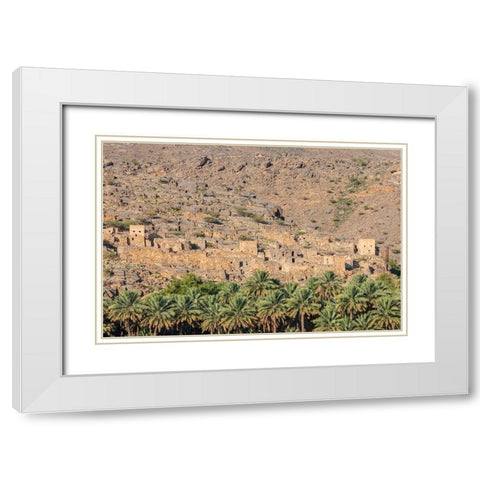 Middle East-Arabian Peninsula-Oman-Ad Dakhiliyah-Al Hamra-The ruins of an ancient village in Oman White Modern Wood Framed Art Print with Double Matting by Wilson, Emily M.