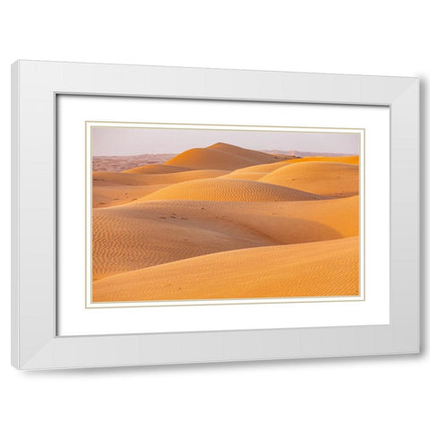 Middle East-Arabian Peninsula-Ash Sharqiyah North-Bidiyah-Sand dunes in the desert of Oman White Modern Wood Framed Art Print with Double Matting by Wilson, Emily M.