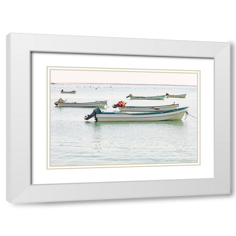 Middle East-Arabian Peninsula-Al Wusta-Mahout-Fishing boats on the Arabian Sea in Oman White Modern Wood Framed Art Print with Double Matting by Wilson, Emily M.