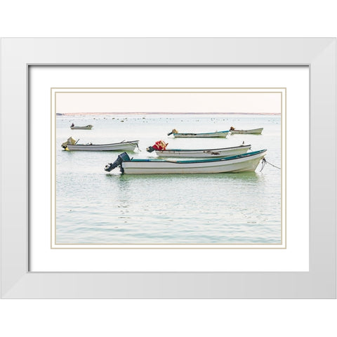 Middle East-Arabian Peninsula-Al Wusta-Mahout-Fishing boats on the Arabian Sea in Oman White Modern Wood Framed Art Print with Double Matting by Wilson, Emily M.