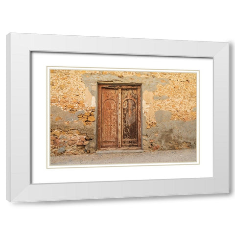 Middle East-Arabian Peninsula-Al Batinah South-Old wooden door on a building in Oman White Modern Wood Framed Art Print with Double Matting by Wilson, Emily M.