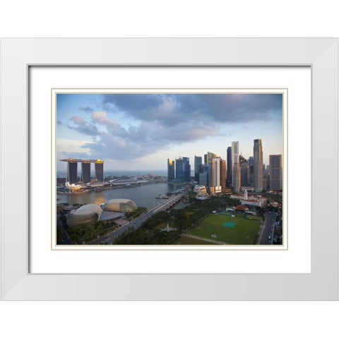 Singapore Downtown overview White Modern Wood Framed Art Print with Double Matting by Zuckerman, Jim