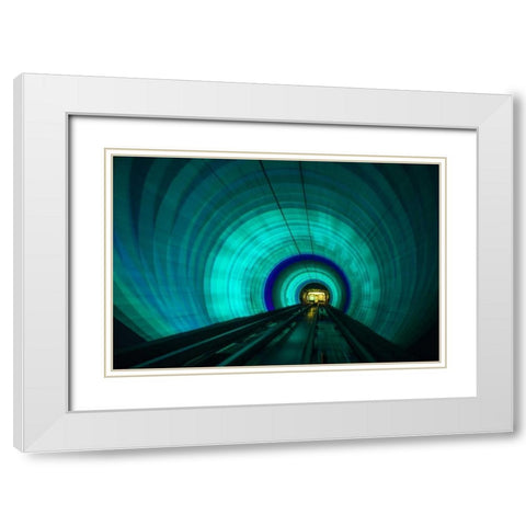 Singapore Colorful railroad tunnel under a river White Modern Wood Framed Art Print with Double Matting by Zuckerman, Jim