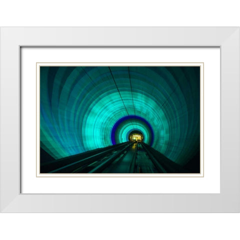 Singapore Colorful railroad tunnel under a river White Modern Wood Framed Art Print with Double Matting by Zuckerman, Jim