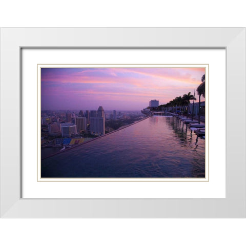 Singapore Swimming pool at sunrise White Modern Wood Framed Art Print with Double Matting by Zuckerman, Jim