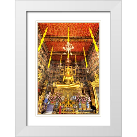 Thailand, Bangkok, Wat Ratcha Orasaram shrine White Modern Wood Framed Art Print with Double Matting by Shimlock, Jones