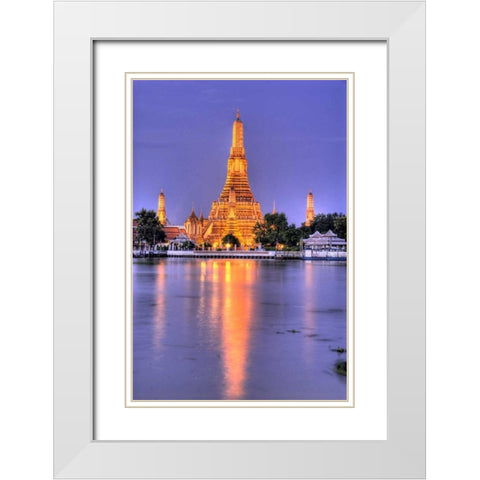 Wat Arun Buddhist temple, Bangkok, Thailand White Modern Wood Framed Art Print with Double Matting by Shimlock, Jones