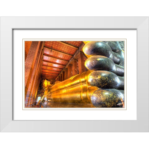 Reclining Buddha, Wat Pho, Bangkok, Thailand White Modern Wood Framed Art Print with Double Matting by Shimlock, Jones