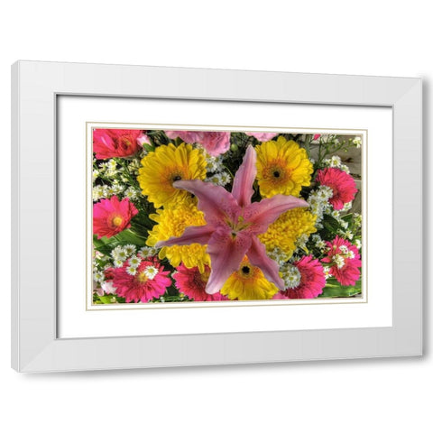 Thailand, Bangkok Flowers on display at market White Modern Wood Framed Art Print with Double Matting by Shimlock, Jones