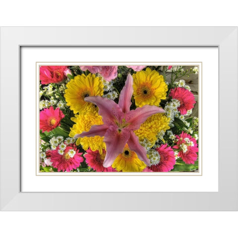 Thailand, Bangkok Flowers on display at market White Modern Wood Framed Art Print with Double Matting by Shimlock, Jones