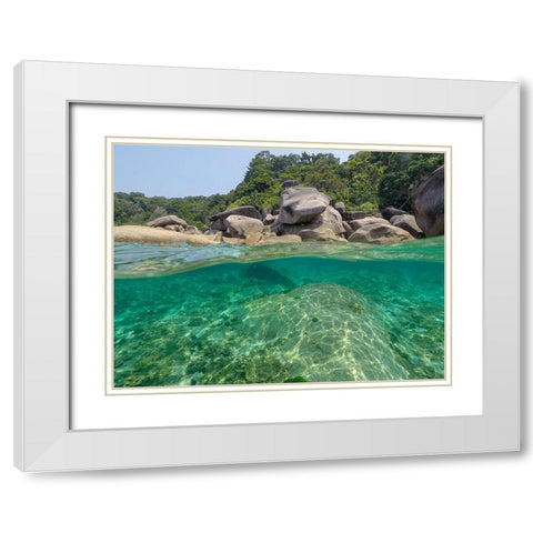 The clear water and rocks of Ko Miang island White Modern Wood Framed Art Print with Double Matting by Pitamitz, Sergio