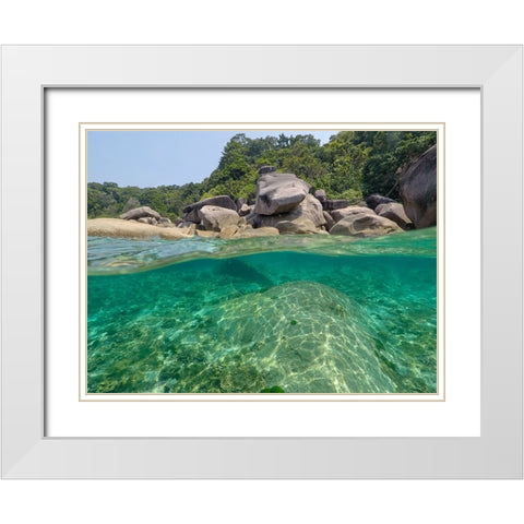 The clear water and rocks of Ko Miang island White Modern Wood Framed Art Print with Double Matting by Pitamitz, Sergio