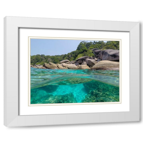 The clear water and rocks of Ko Miang island White Modern Wood Framed Art Print with Double Matting by Pitamitz, Sergio