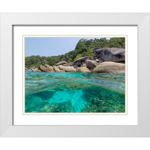 The clear water and rocks of Ko Miang island White Modern Wood Framed Art Print with Double Matting by Pitamitz, Sergio