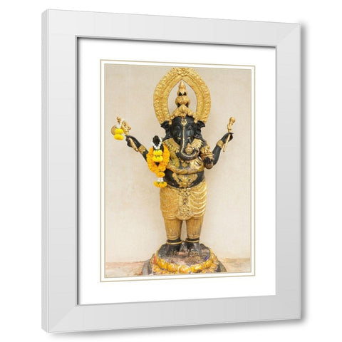 Thailand-Bangkok-Chinatown Statue of the elephant god-Ganesha White Modern Wood Framed Art Print with Double Matting by Haseltine, Tom