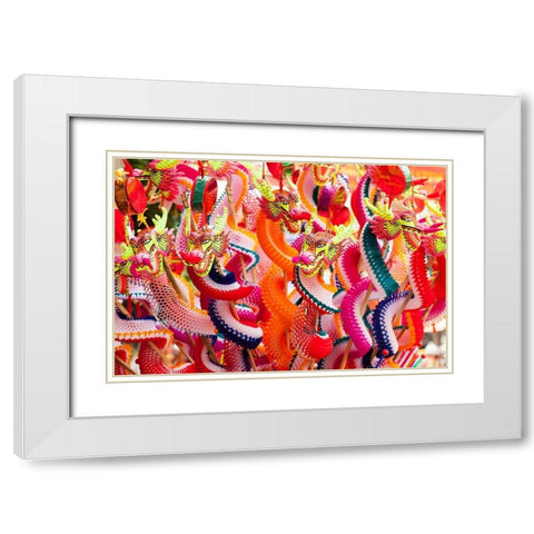 Thailand-Bangkok-Chinatown Paper dragons for sale White Modern Wood Framed Art Print with Double Matting by Haseltine, Tom