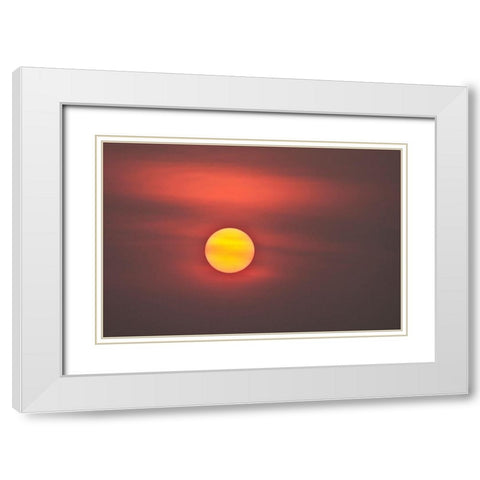Thailand-Bangkok Sunset in a hazy sky White Modern Wood Framed Art Print with Double Matting by Haseltine, Tom