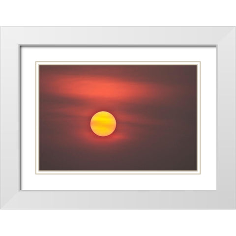 Thailand-Bangkok Sunset in a hazy sky White Modern Wood Framed Art Print with Double Matting by Haseltine, Tom