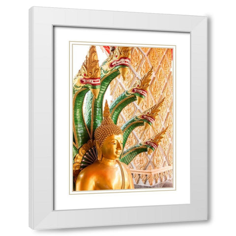 Thailand-Buddha statue surrounded by dragons White Modern Wood Framed Art Print with Double Matting by Haseltine, Tom