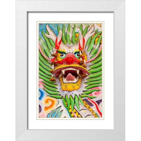 Thailand-Chonburi Province-Khao Sam Muk Shrine Dragon head sculpture White Modern Wood Framed Art Print with Double Matting by Haseltine, Tom