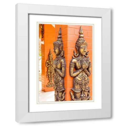 Thailand-Nong Khai Province Relief statues ornament walls Phra That Bang Phuan temple White Modern Wood Framed Art Print with Double Matting by Haseltine, Tom