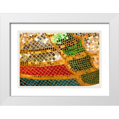 Thailand-Colorful mosaic abstract White Modern Wood Framed Art Print with Double Matting by Haseltine, Tom