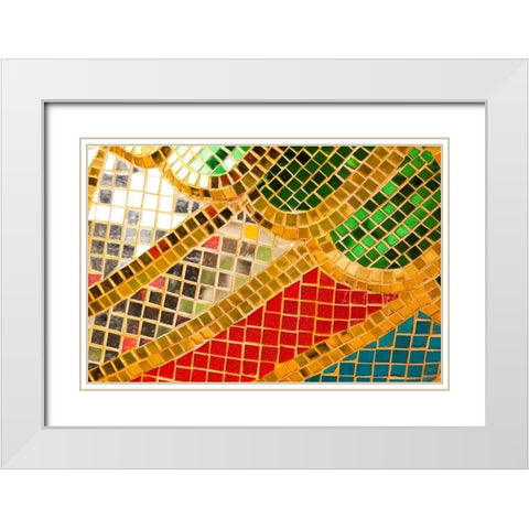 Thailand-Colorful mosaic abstract White Modern Wood Framed Art Print with Double Matting by Haseltine, Tom
