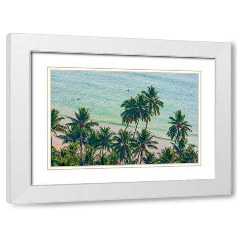 Asia-Thailand-Palm trees on Koh Chang-South of Bangkok-in Gulf of Thailand White Modern Wood Framed Art Print with Double Matting by Haseltine, Tom